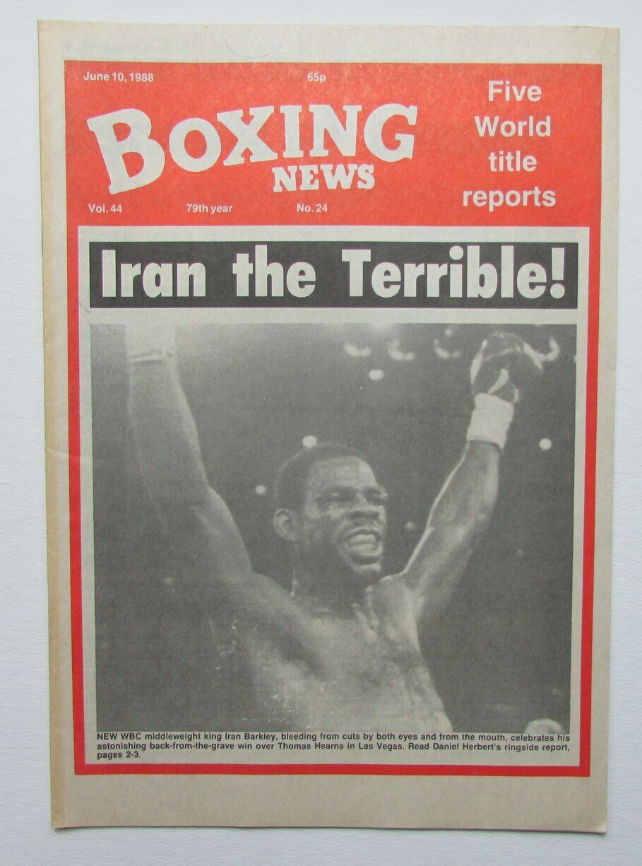 June 10, 1988 Boxing News Magazine Iran Barkley Middleweight Champ