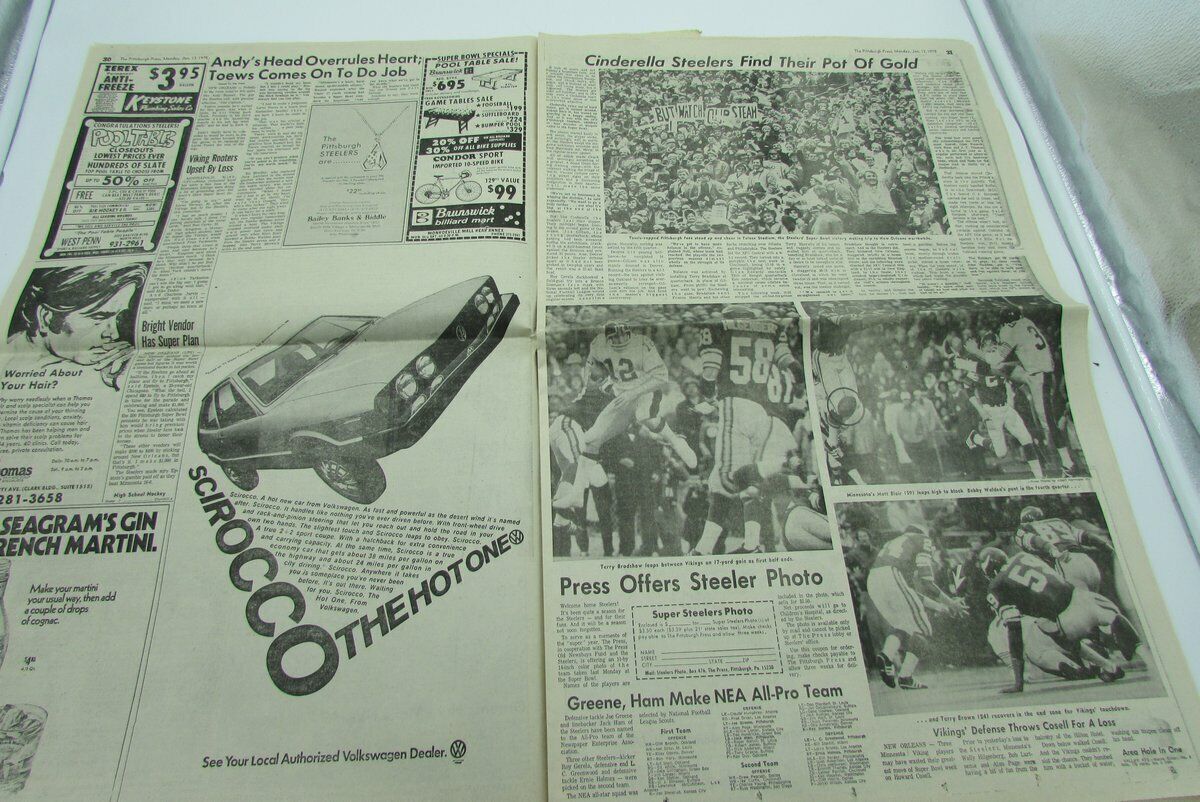 The Pittsburgh Press 1975 Steelers SUPER BOWL IX Complete Newspaper 142555