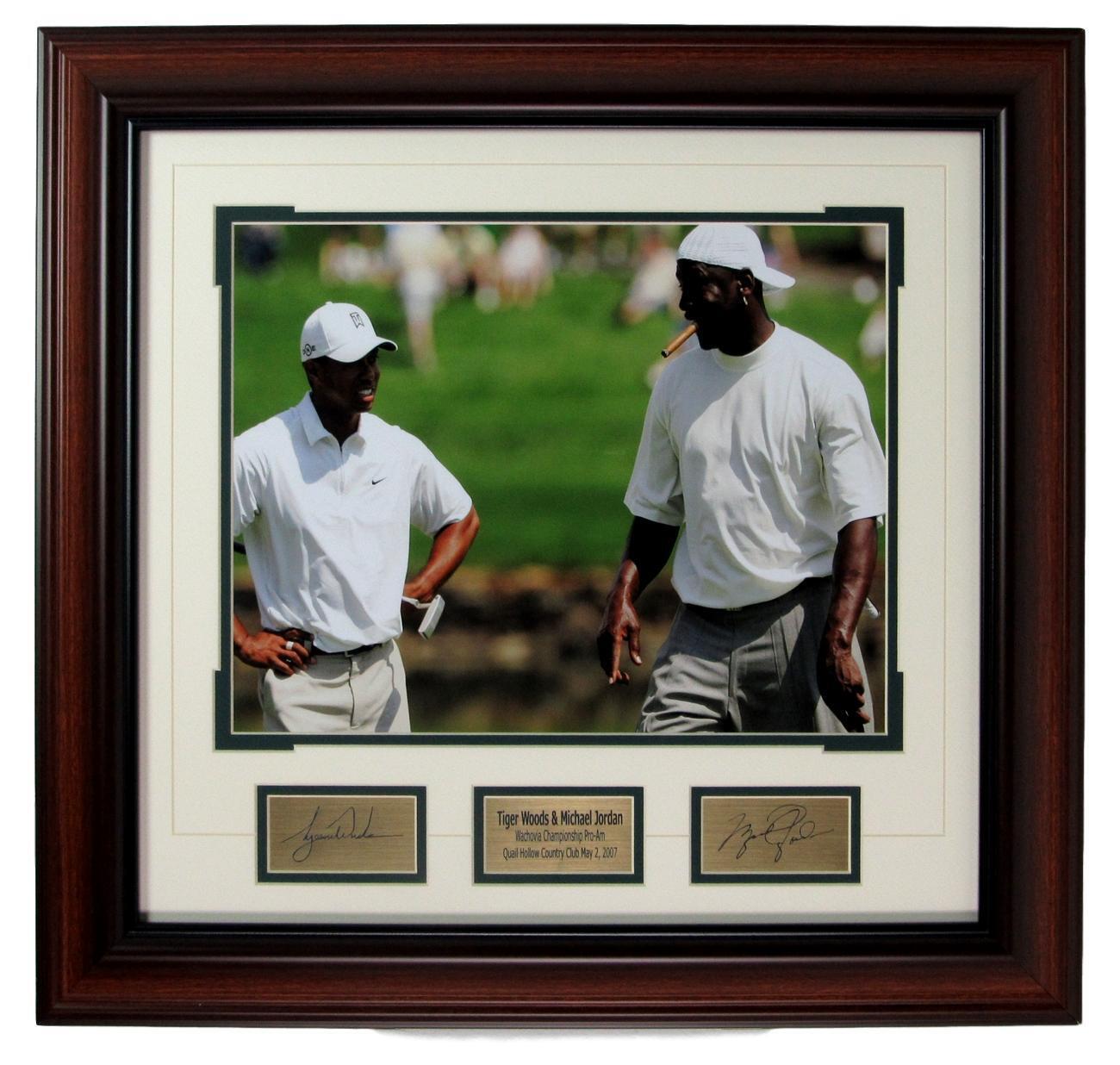 Tiger Woods/Michael Jordan 11x14 Framed Photo w/Laser Engraved Autographs 135055