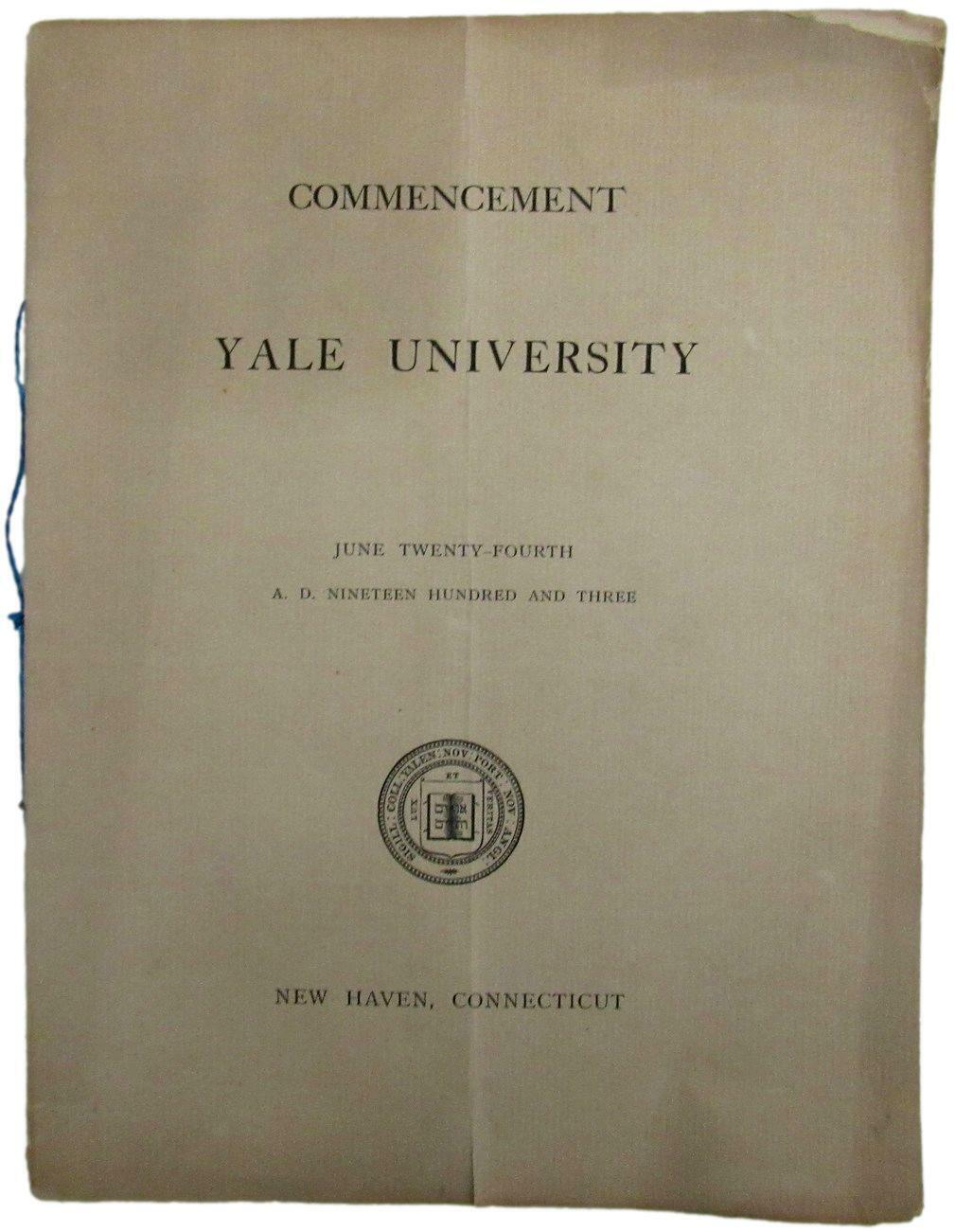 1903 Yale University Commencement 9x12 Program New Haven, Connecticut 165575