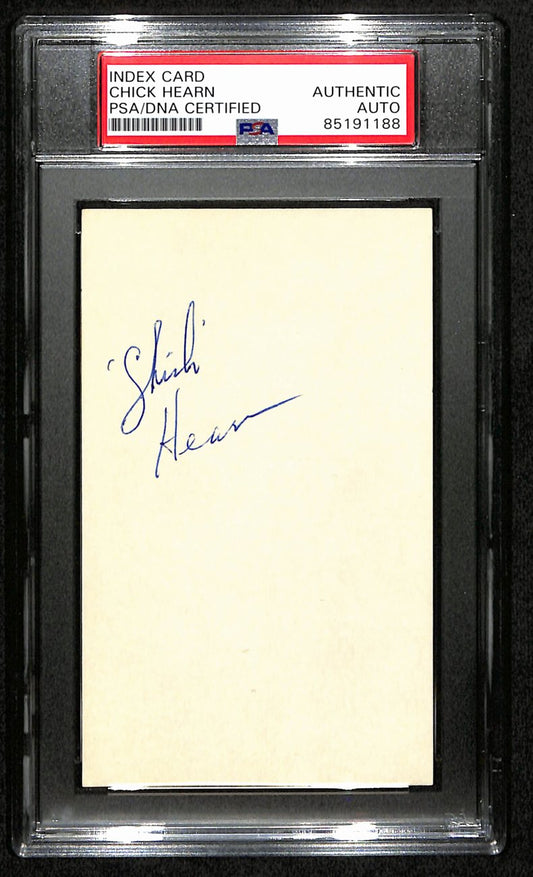 Chick Hearn HOF Signed/Auto 3x5 Index Card Los Angeles Lakers PSA/DNA 188542