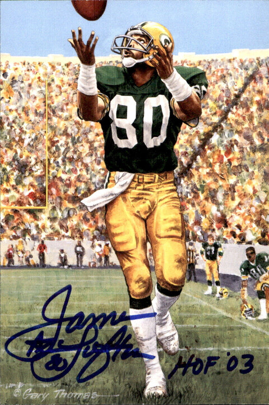 James Lofton HOF Autographed Goal Line Art GLAC Postcard Packers JSA