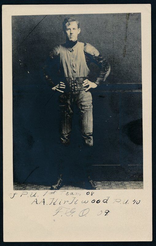 Vintage 1910 Postcard Football Player Photo "A.A. Kirkwood P.U." Inscr 139057