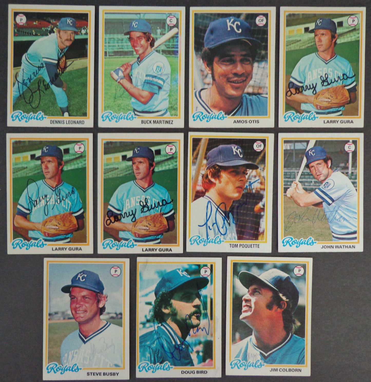 Lot of (11) Kansas City Royals Autographed 1978 TOPPS Baseball Cards 183171