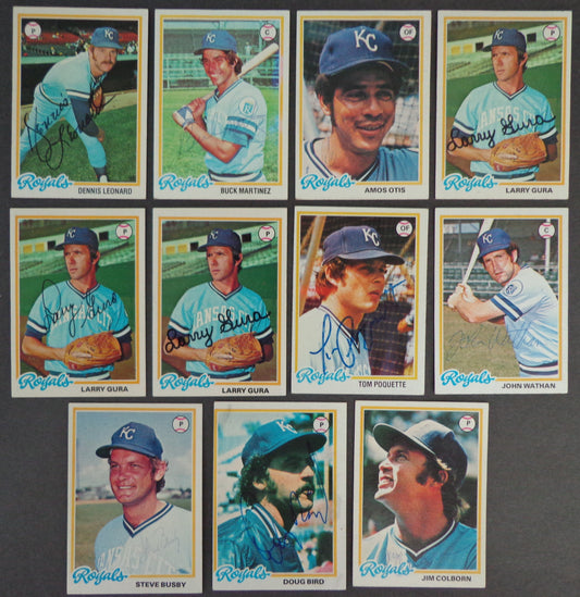 Lot of (11) Kansas City Royals Autographed 1978 TOPPS Baseball Cards 183171