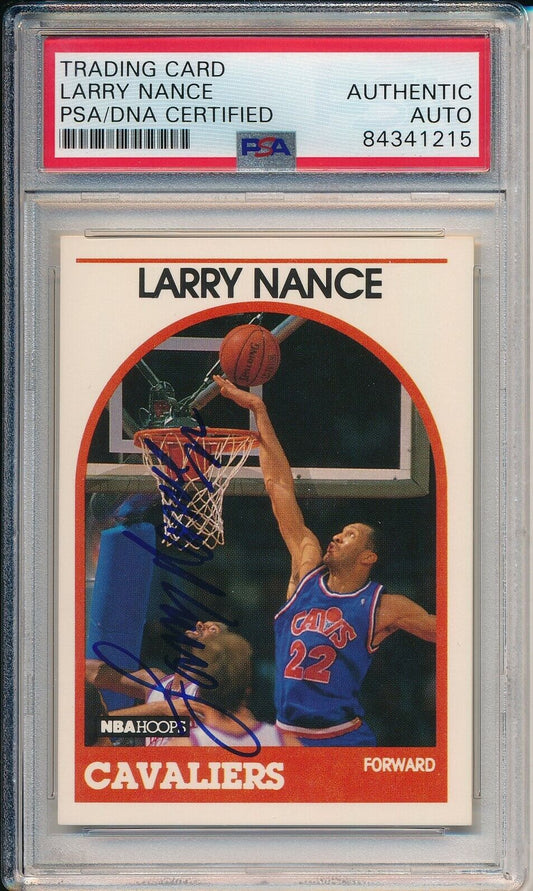 Larry Nance Cleveland Cavaliers Signed 1989 Hoops Card #25 PSA/DNA 163517