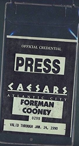 Official Press Credential George Foreman V. Gerry Cooney 1-14-90 Caesar's AC