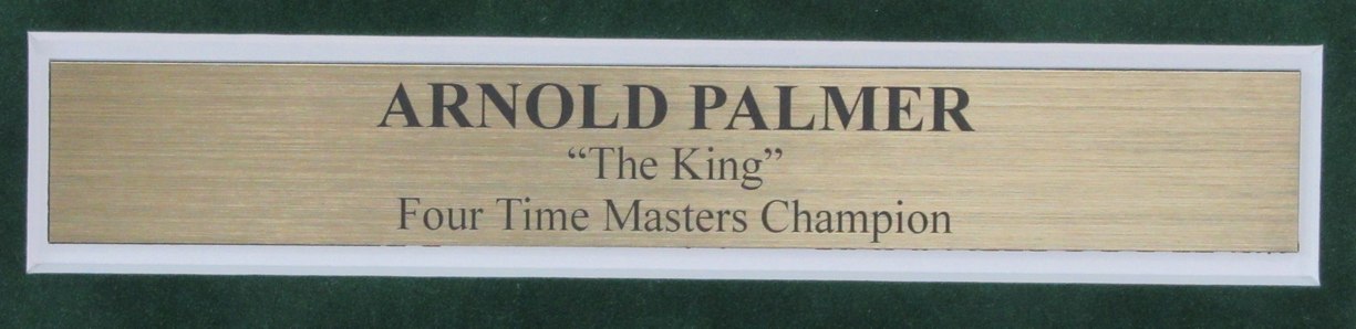 Arnold Palmer Signed/Auto Masters Pin Flag w/ Card Collage Framed PSA/DNA 191608