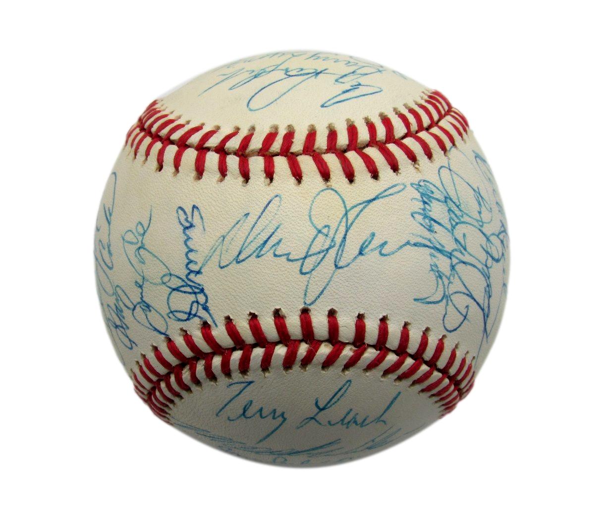 1989 Mets Team Signed by 29 Players ONL Baseball Johnson Carter (HOF) 187269