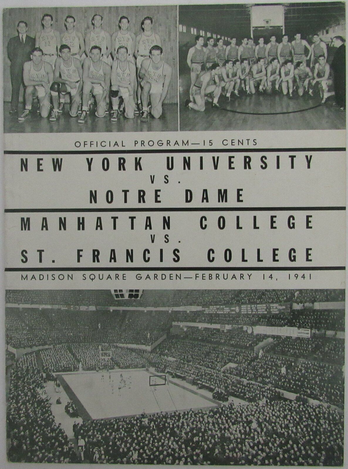 1941 NCAA Basketball Doubleheader Games Program at Madison Square Garden  145158