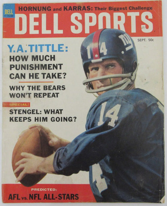 September 1964 Vintage Dell Sports Magazine Y.A. Tittle HOF Giants 183104