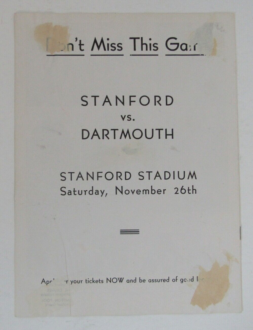 1938 Stanford vs. Washington College Football Game Program 151845