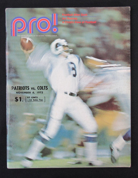1972  New England Patriots vs. Baltimore Colts Program 11/06/72 172501