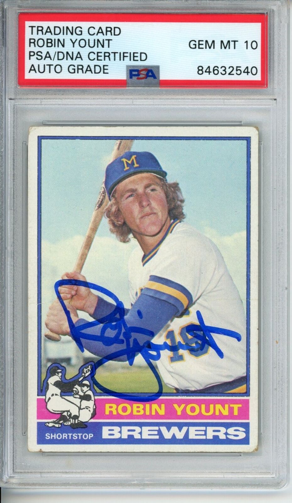 1976 Topps Robin Yount HOF #316 Card Signed Brewers PSA/DNA GEM MINT 10