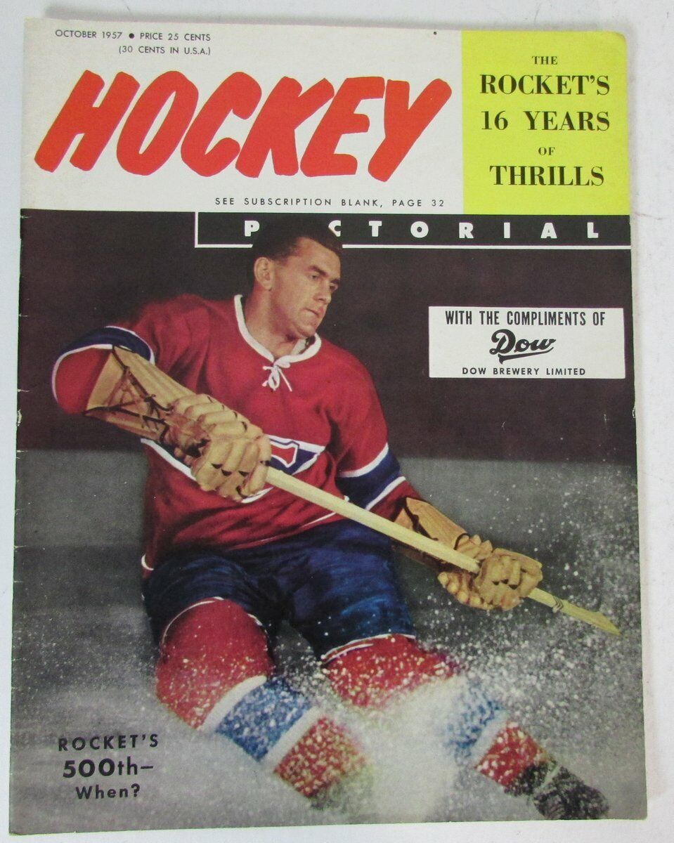 Hockey Pictorial Magazine Oct. 1957 Marice Richard Canadiens Cover 147062