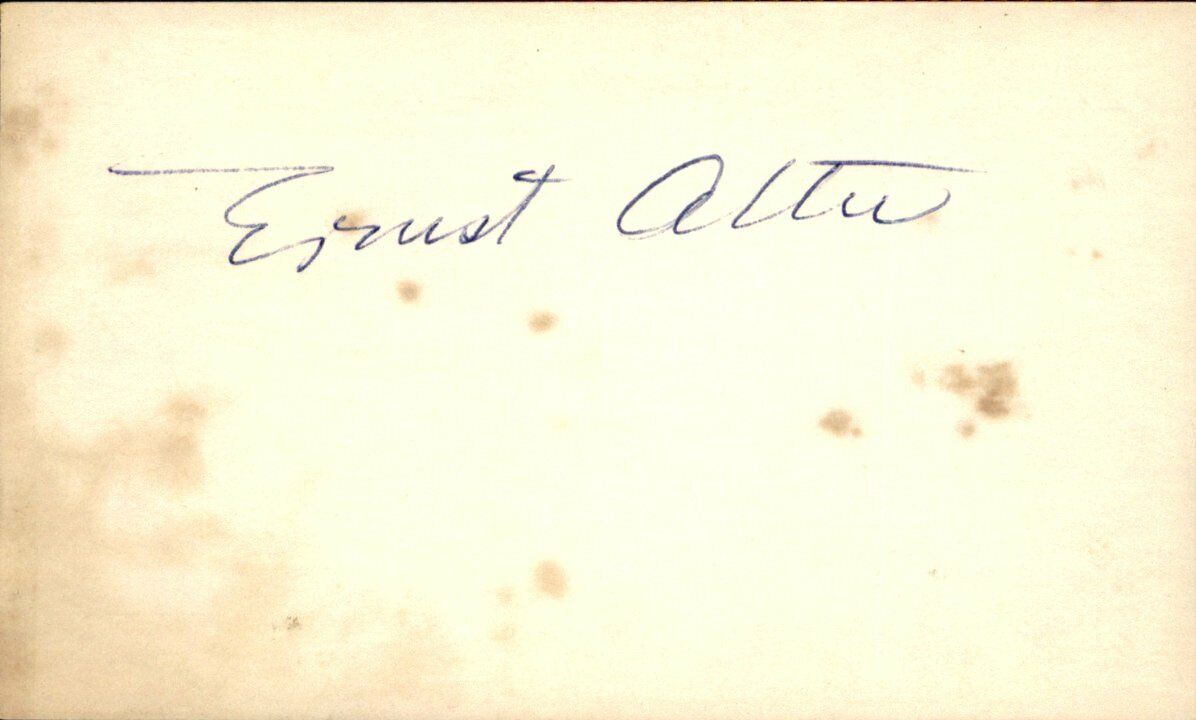 Ernie Alten Detroit Tigers d.1981 Signed/Autographed 3x5 Index Card 162593