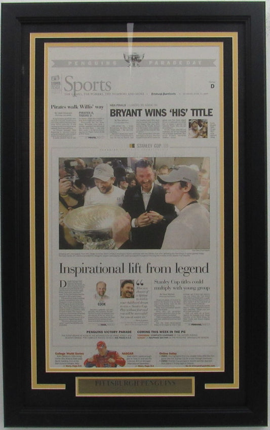 Penguins 2009 Stanley Cup Champs Post Gazette Newspaper Framed 157905