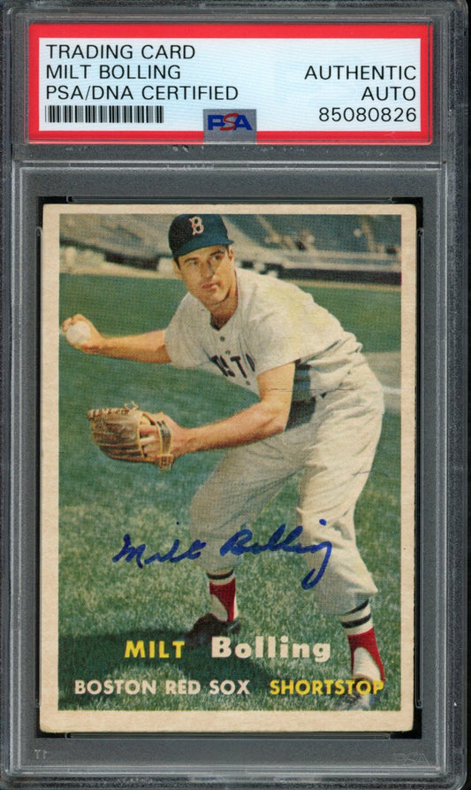 Milt Bolling Signed 1957 Topps Card #131 Boston Red Sox PSA/DNA 184142