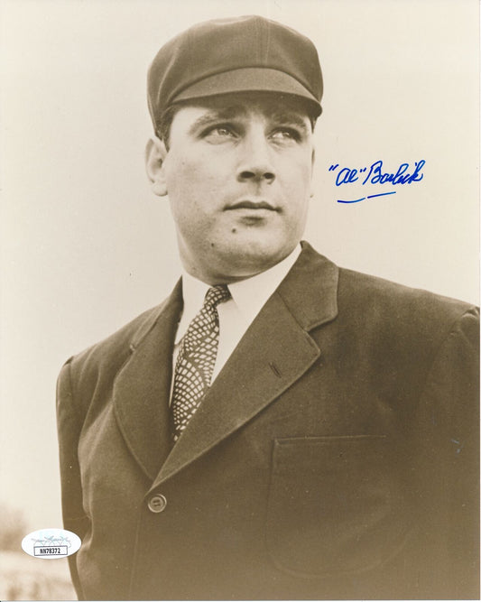 Al Barlick HOF Baseball Umpire Signed/Autographed 8x10 B/W Photo JSA 159108