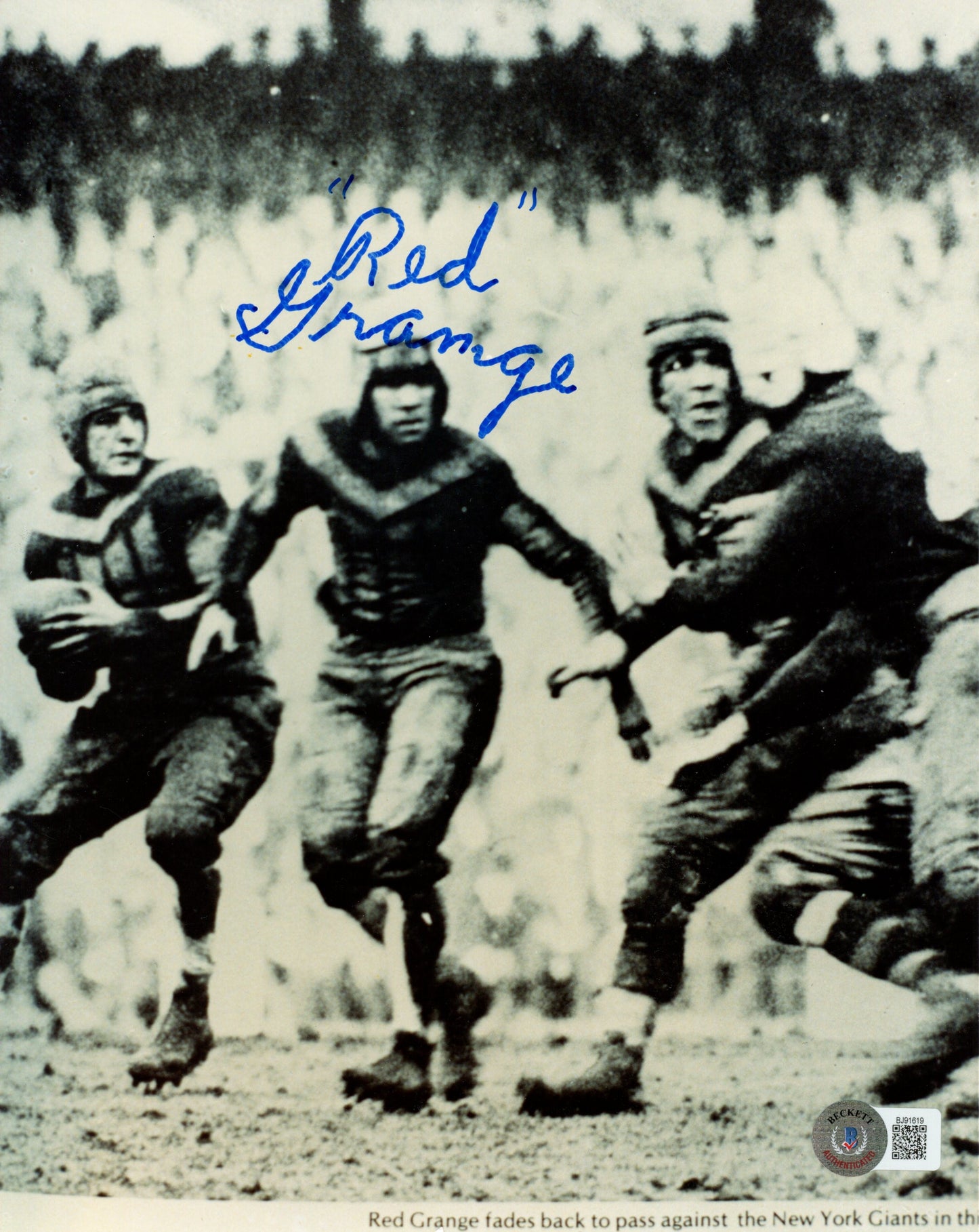 Red Grange HOF Signed 8x10 Photo Chicago Bears Beckett 186340