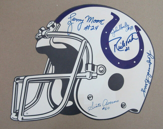 Moore/Mackey/Volk/Berry/Averno Colts Multi-Signed Cardboard Helmet 151744