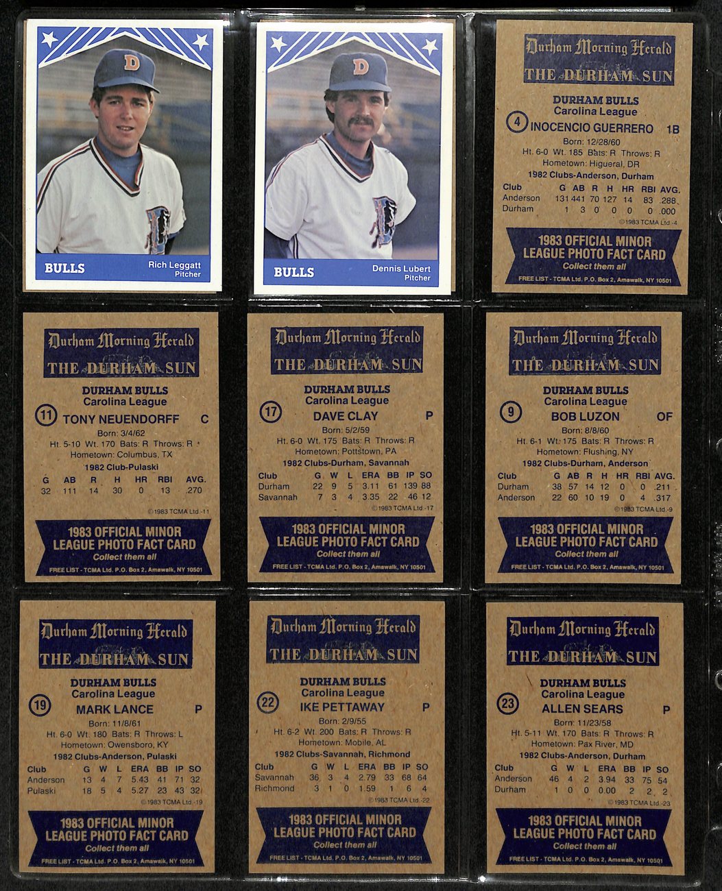 1983 TCMA Baseball Durham Bulls Complete Team Set (29/29) Cards 189380