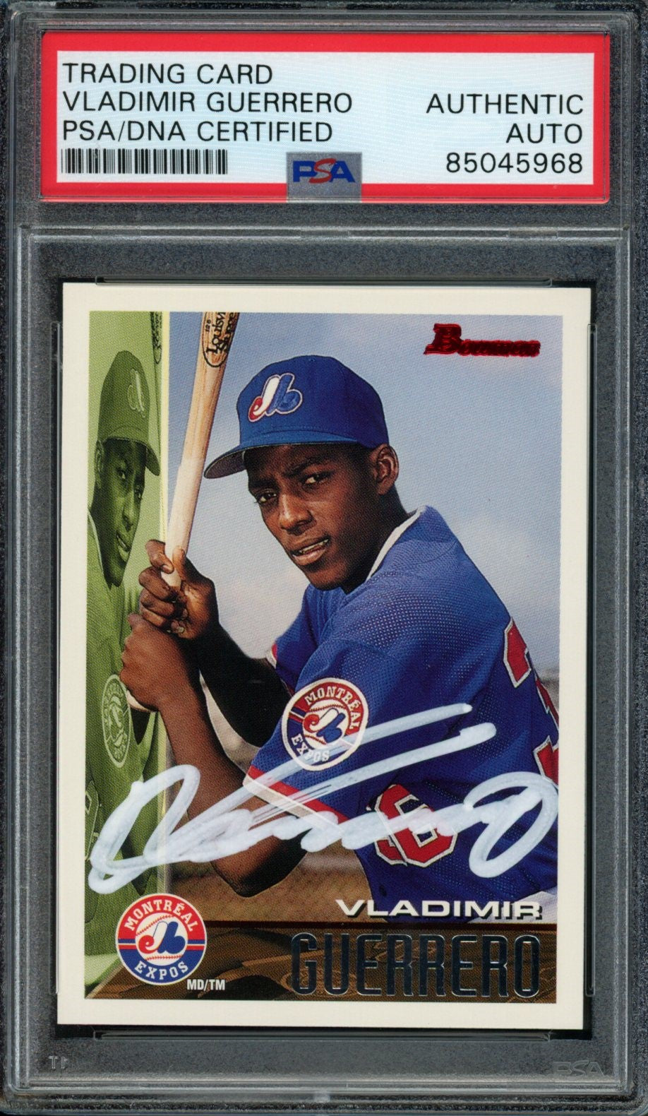 Vladimir Guerrero Montreal Expos Autographed 1995 Bowman ROOKIE Card #90 PSA/DNA