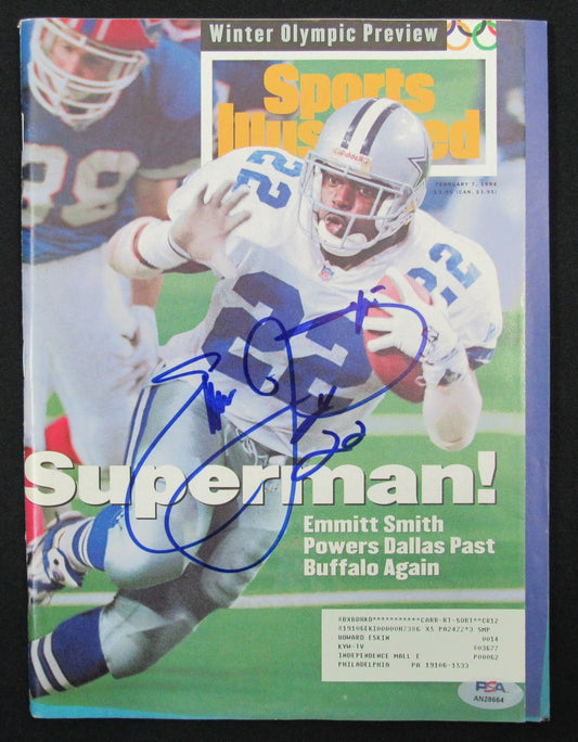 Emmitt Smith Dallas Cowboys Signed/Auto Sports Illustrated 2/7/94 PSA/DNA 185616