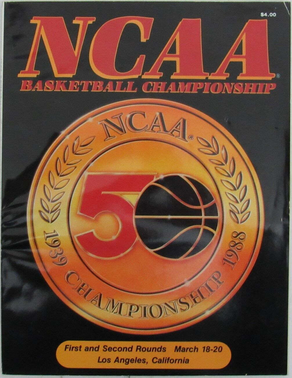 1988 NCAA Men's Basketball Championship 1st & 2nd Rounds Program LA 159082