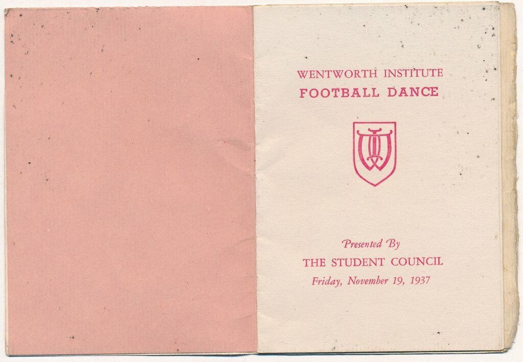 1937 Wentworth Institute Football Dance Vintage Dance Card Program 142160