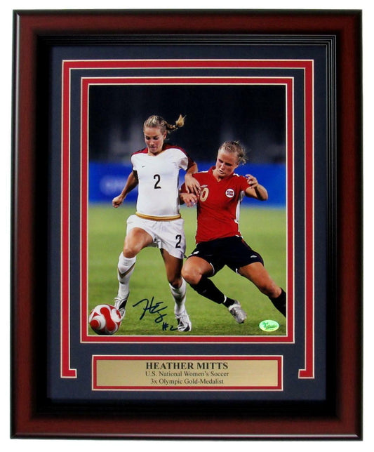 Heather Mitts US Nationals Women's Soccer Signed 8x10 Photo Framed JSA 149096