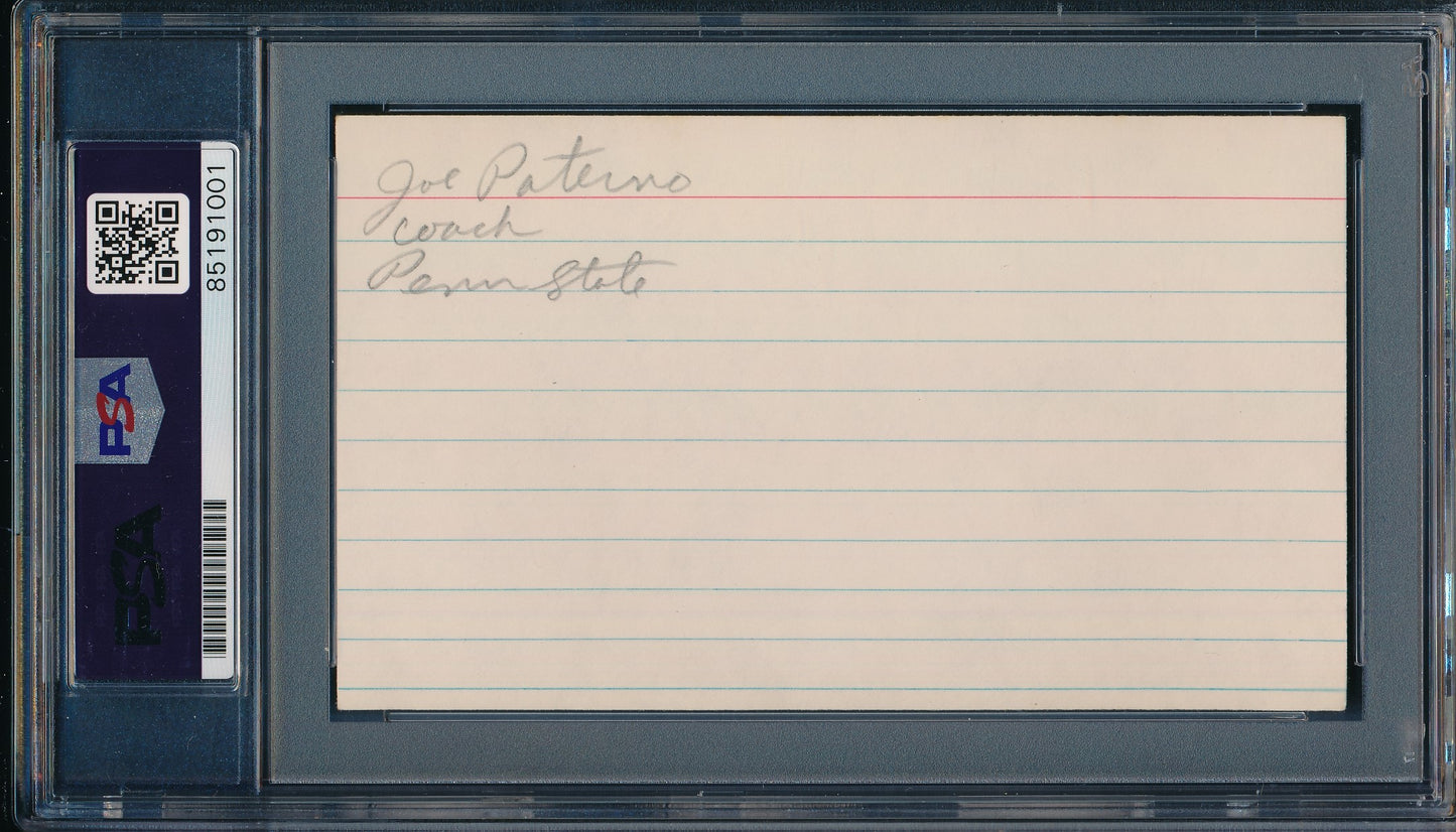 Joe Paterno Signed/Auto 3x5 Index Card Penn state Football Coach PSA/DNA 188178