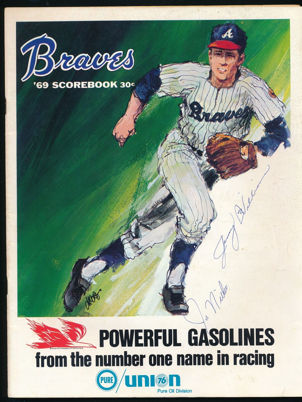 1969 Braves vs. Padres Joe Niekro/Jimmy Williams Dual-Autographed Program 178096