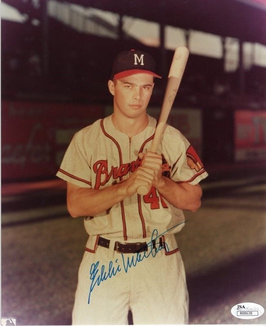 Eddie Mathews Milwaukee Braves Signed 8x10 Photo JSA 129258