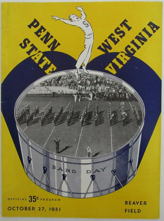 1951 Penn State vs. West Virginia College Football Game Vintage Program 156518