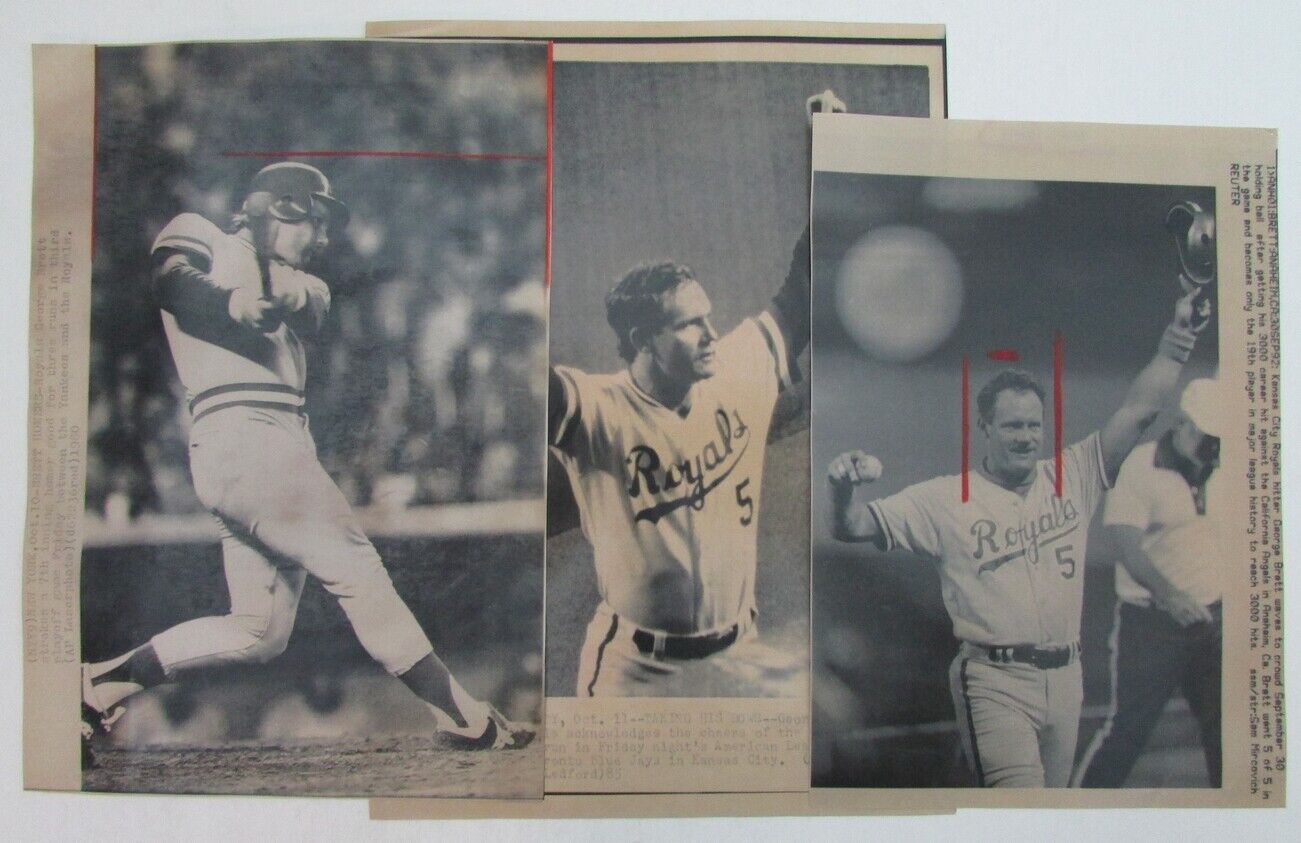 Lot of 10 George Brett Kansas City Royals 1980's-90's News Wire Photos 157374