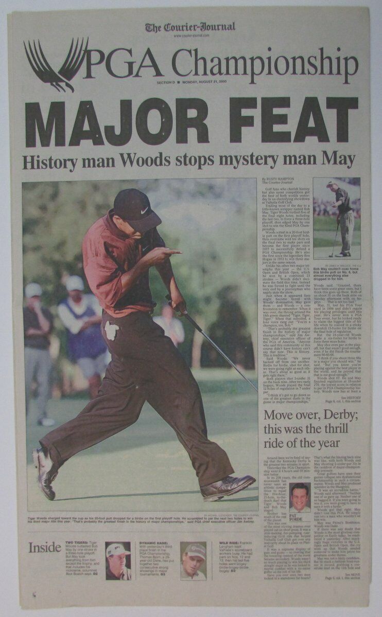 Tiger Woods PGA Champion 3rd Major 2000 Courier-Journal Newspaper 147806