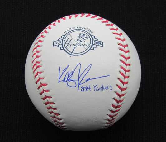 Kelly Johnson Signed/Auto Yankees 100th OML Baseball JSA Inscr 186610
