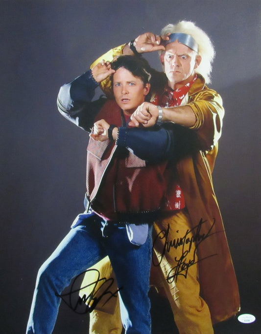 Michael J Fox/Christopher Lloyd Auto/Sign 16x20 Photo Back to Future JSA 174007