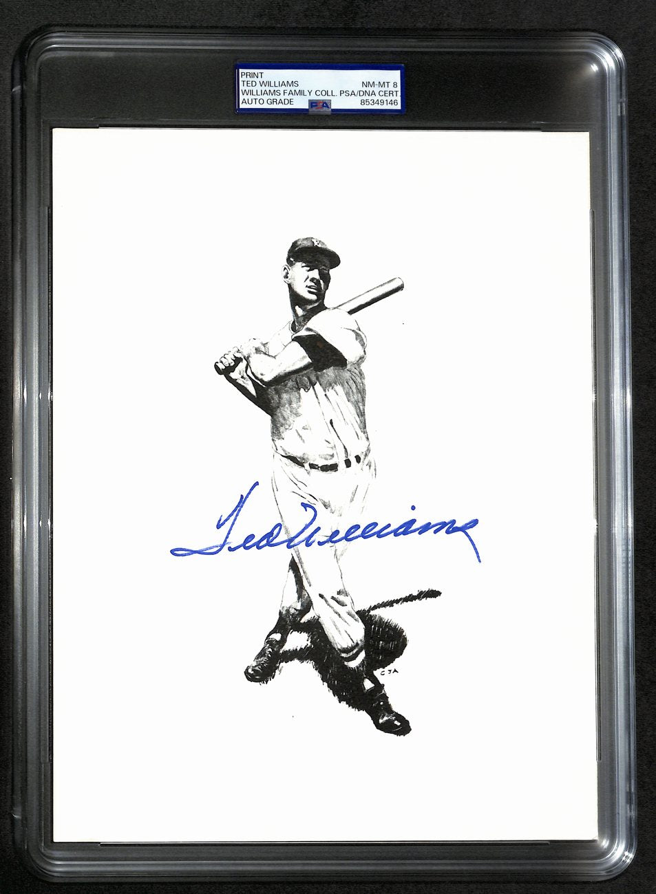 Ted Williams Signed/Auto 8x10 Photo/Print Red Sox PSA/DNA Slabbed 193029