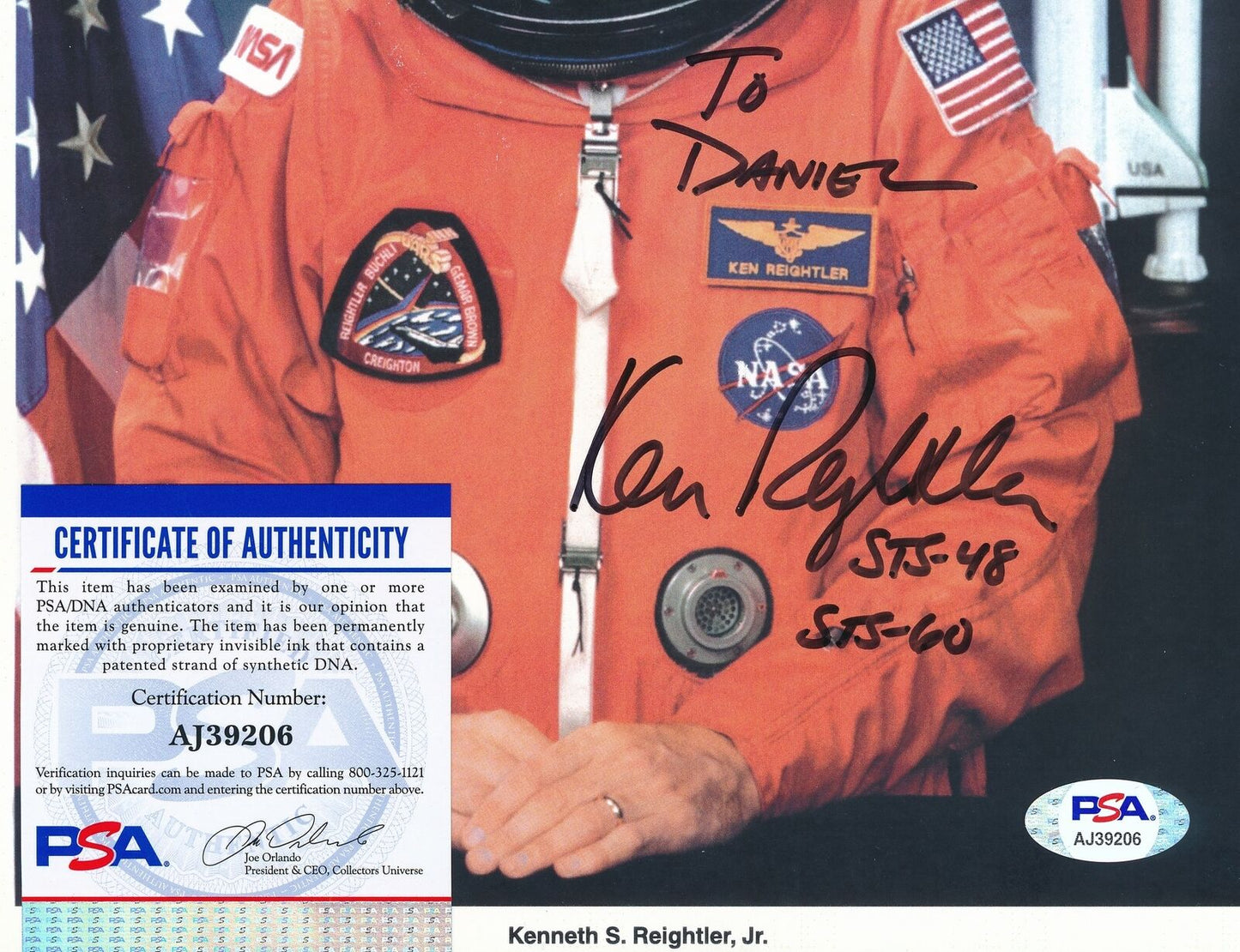 Kenneth Rieghtler Jr. Astronaut Signed/Autographed 8x10 Photo PSA/DNA 164274