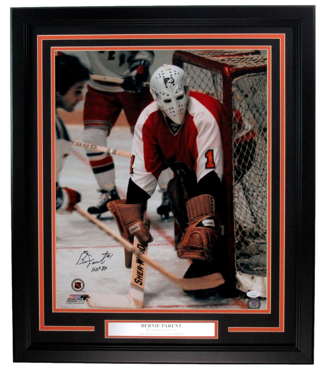 Bernie Parent HOF Signed/Inscr 16x20 Photo Philadelphia Flyers Framed JSA 192136