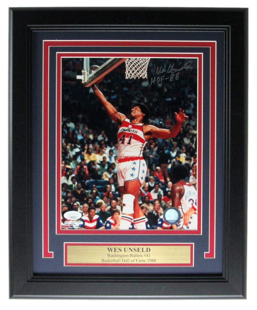 Wes Unseld HOF Washington Bullets Signed/Autograped 8x10 Photo Framed JSA 161481