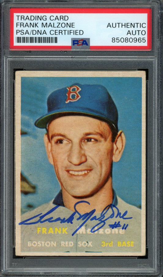 Frank Malzone Signed 1957 Topps Card #355 Boston Red Sox PSA/DNA 184157