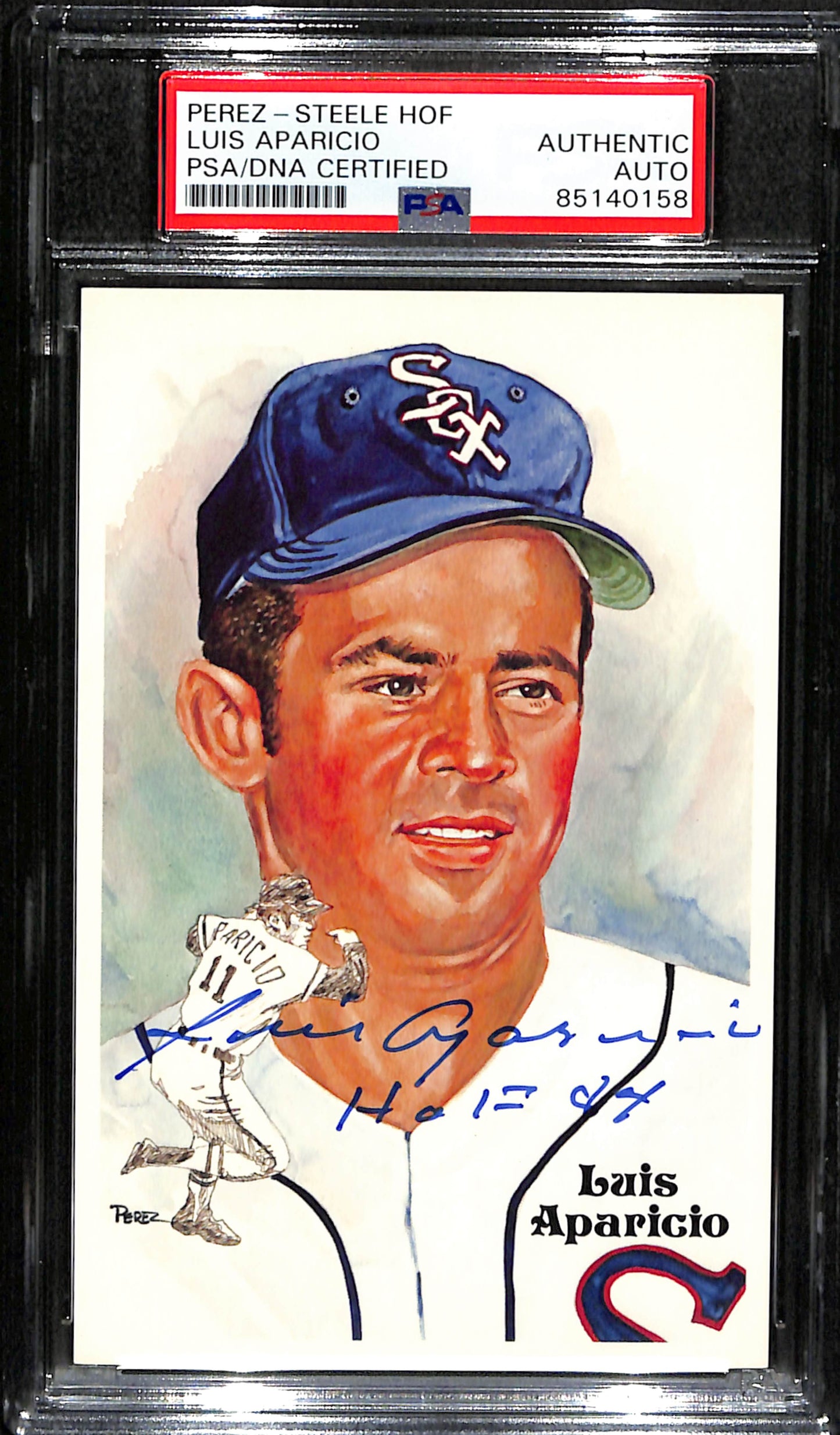 Luis Aparicio HOF Signed 1985 Perez-Steele Postcard White Sox PSA/DNA 185041