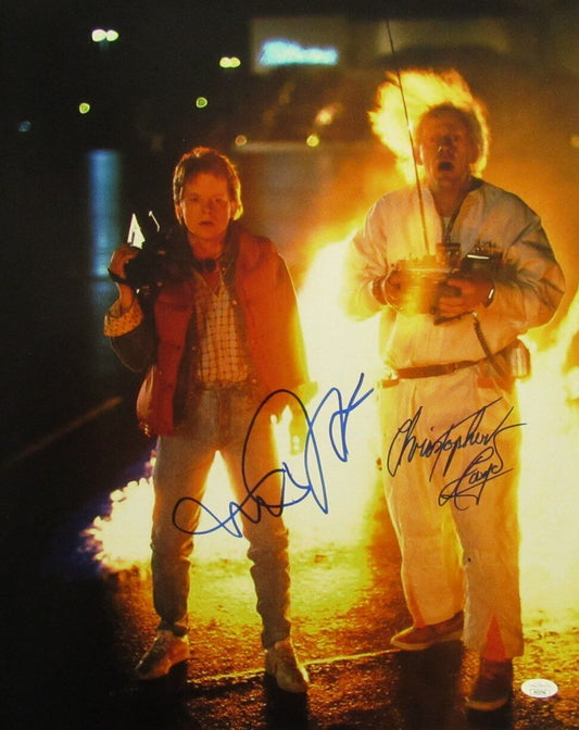 Michael J Fox/Christopher Lloyd Autographed 16x20 Photo "Back to the Future" JSA