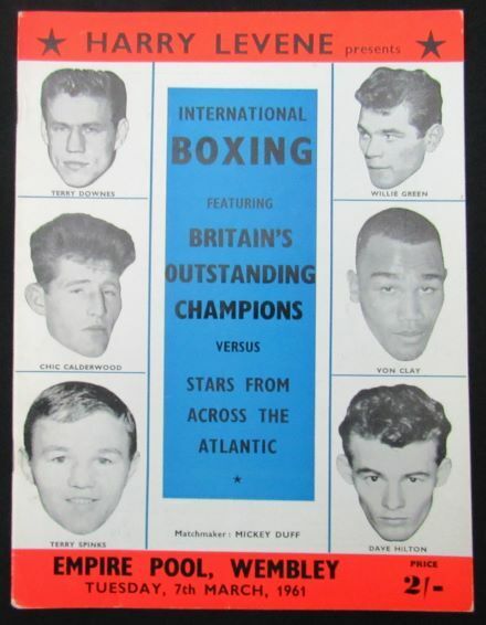 1961 Terry Downes vs. Willie Green Boxing Program @ Wembley Stad. 150652