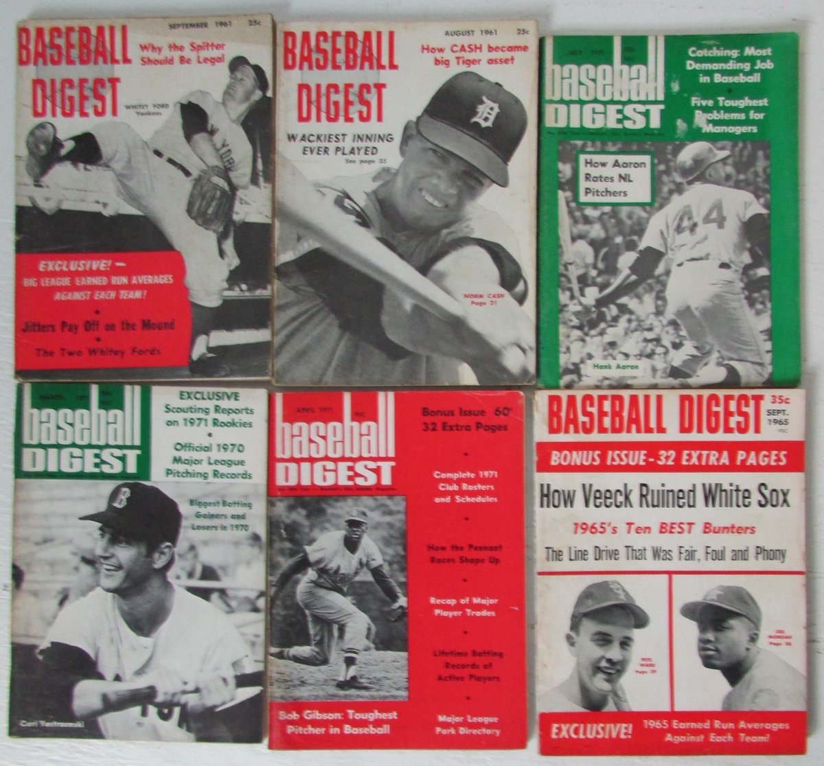 Lot of 36 Baseball Digest '60(5) '61(7)'62(3) '65-'67(4) '71(4) '72(8)  147003