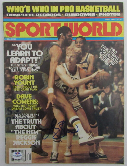 Larry Bird Autographed 1983 Sportsworld Magazine Boston Celtics PSA/DNA