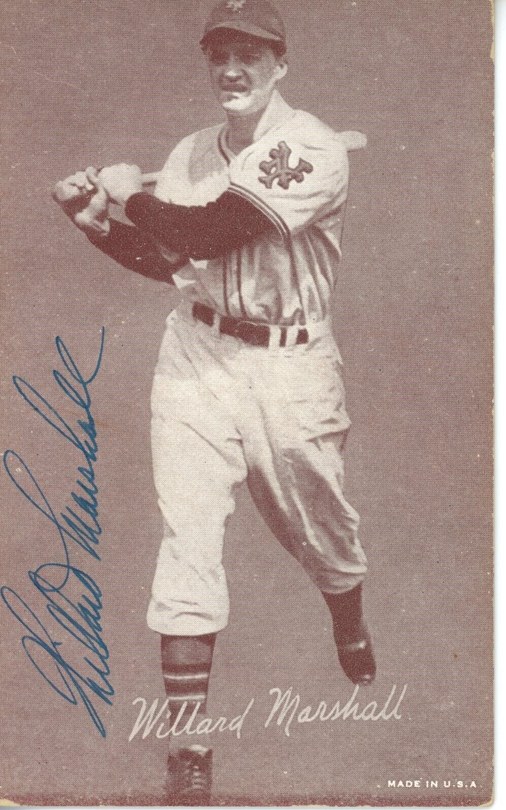 Willard Marshall New York Giants Signed/Auto 1947-1966 Exhibit Postcard 166976
